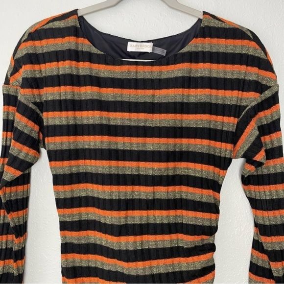 Ramy Brook stripe clam sweater dress long sleeve ruched bodycon S - Picture 3 of 14